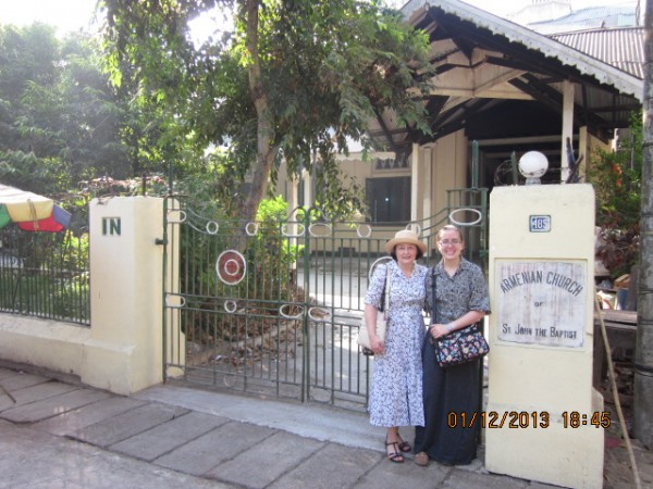 Outside the church.